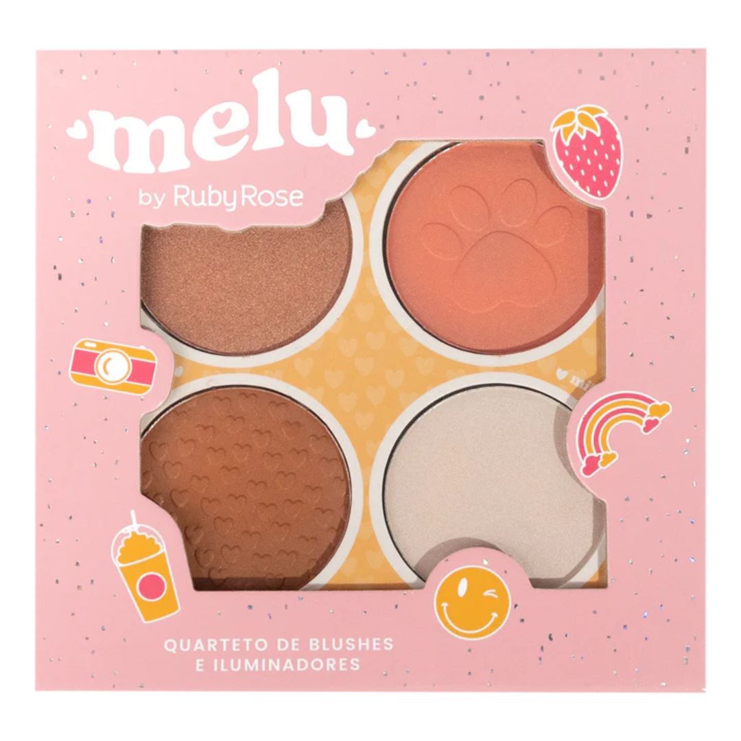 PALETA BLUSH E ILUMINADOR MELU 7532